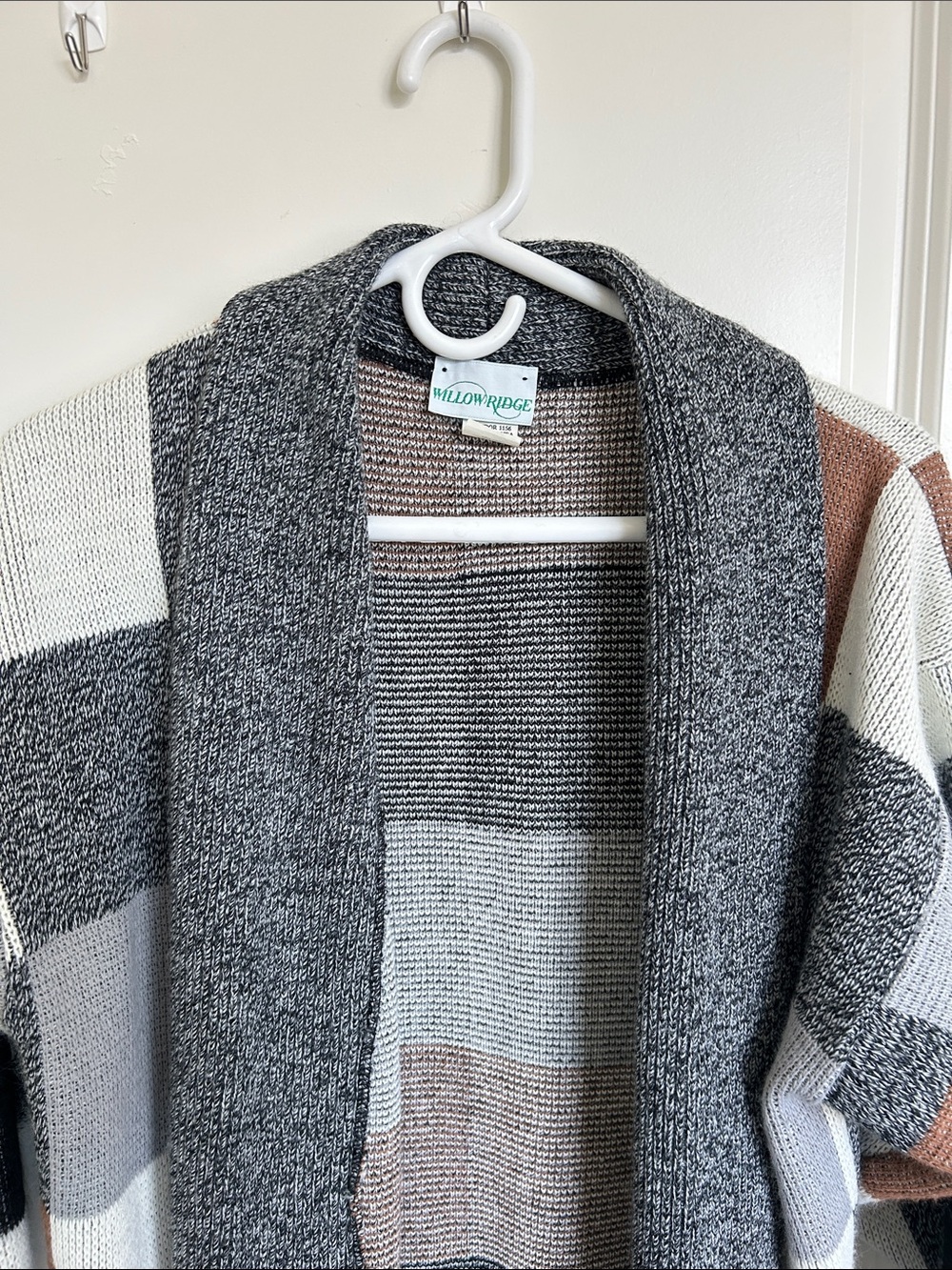 Willow Ridge Women's Colorblock Open-Front Cardigan - Grey/Cream/Tan
